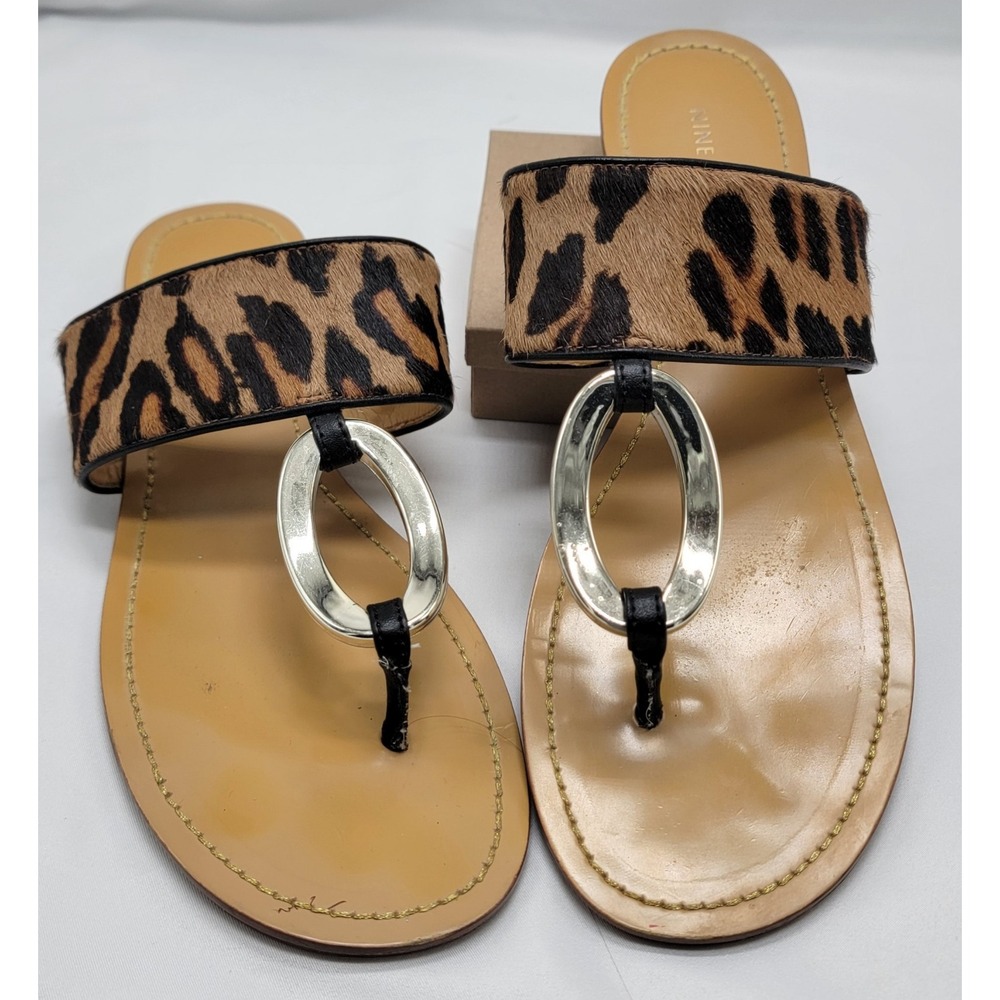 Nine West Women's Cheetah Leopard Casual Flats Sandal Slip On Flip Flop Size 9.5